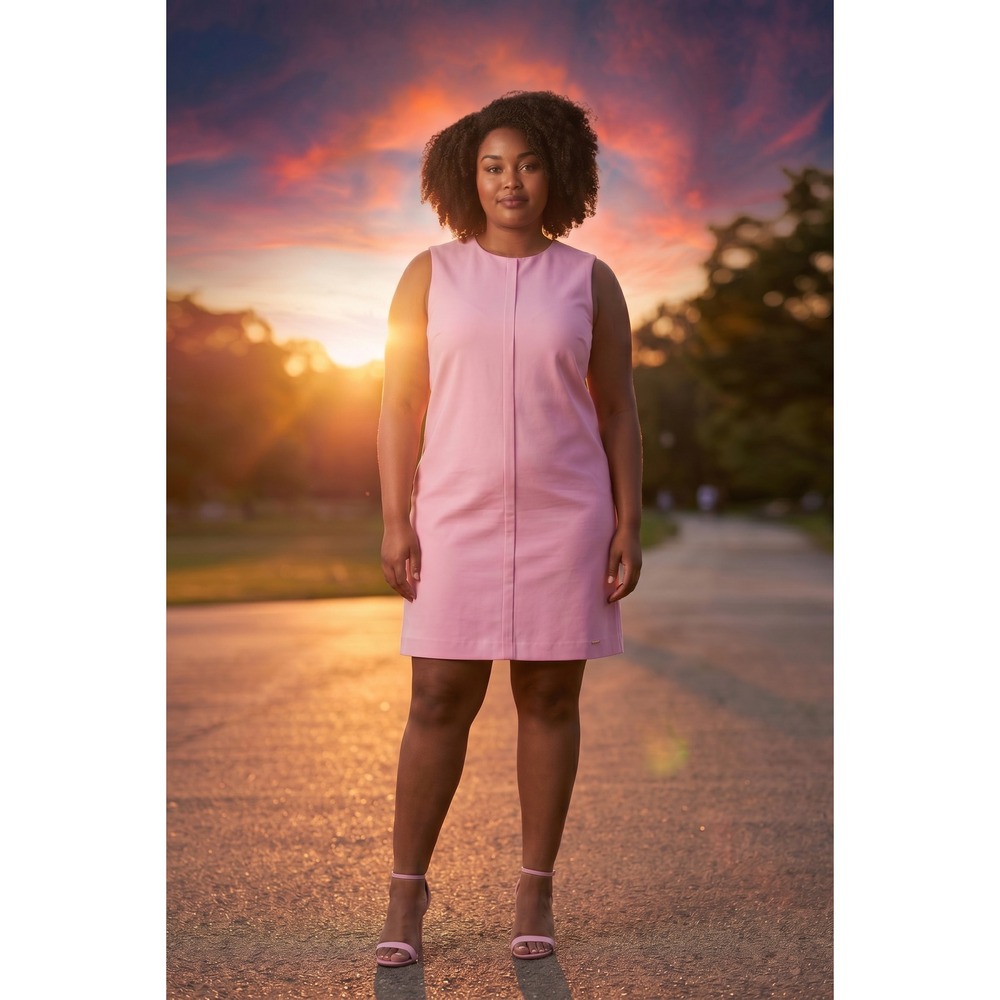 Ted Baker Pink Sleeveless Shift Dress with Back Bow Detail Size 5 US 14-16